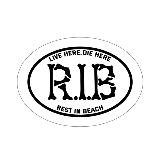 Sandy Grave Rest In Beach vinyl sticker — dark coastal beach humor, Florida waterproof matte decal
